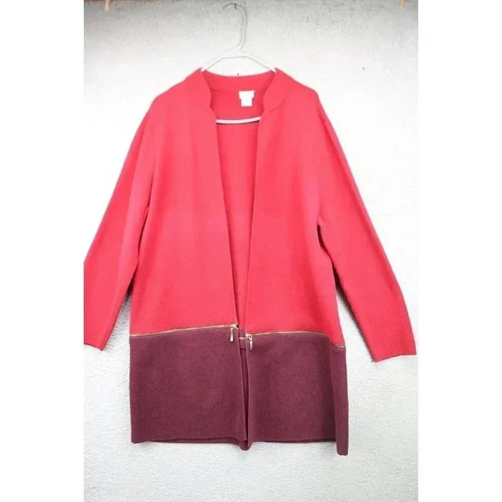 Chico's Color Block Convertable Open Front Cardig… - image 1